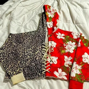 Urban Outfitters Tegan half Hoodie Lace-up  Sweatshirt  size XS oversized